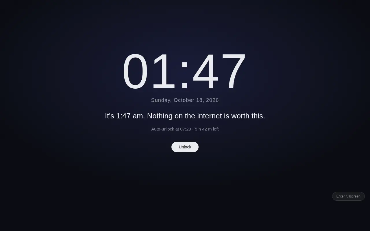 Lock screen showing a custom message